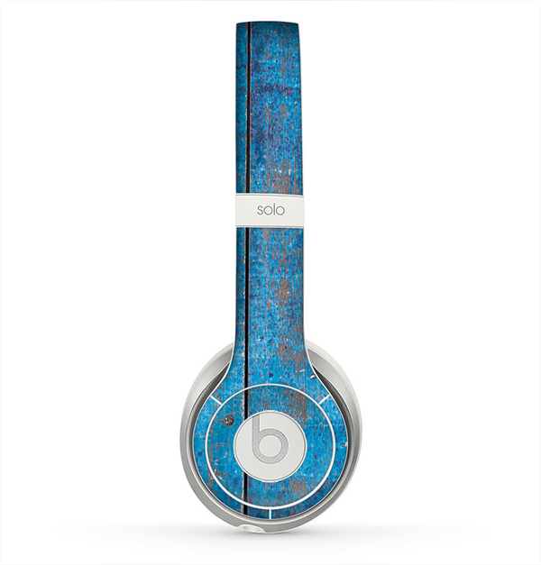 The Worn Blue Paint on Wooden Planks Skin for the Beats by Dre Solo 2 Headphones
