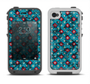 The Worn Dark Blue Checkered Starry Pattern Apple iPhone 4-4s LifeProof Fre Case Skin Set