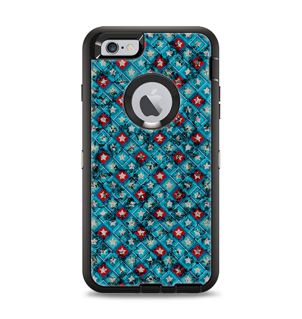 The Worn Dark Blue Checkered Starry Pattern Apple iPhone 6 Plus Otterbox Defender Case Skin Set