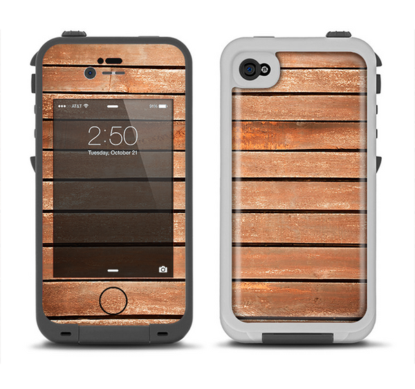 The Worn Wooden Panks Apple iPhone 4-4s LifeProof Fre Case Skin Set