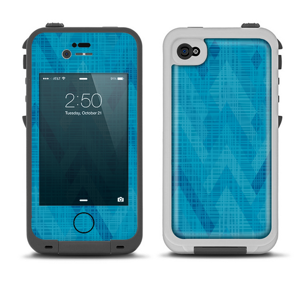 The Woven Blue Sharp Chevron Pattern V3 Apple iPhone 4-4s LifeProof Fre Case Skin Set