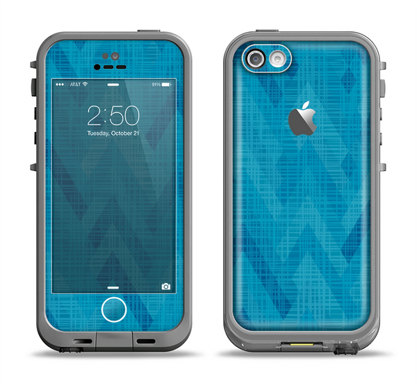 The Woven Blue Sharp Chevron Pattern V3 Apple iPhone 5c LifeProof Fre Case Skin Set