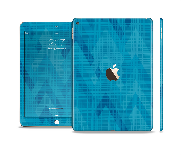 The Woven Blue Sharp Chevron Pattern V3 Skin Set for the Apple iPad Air 2
