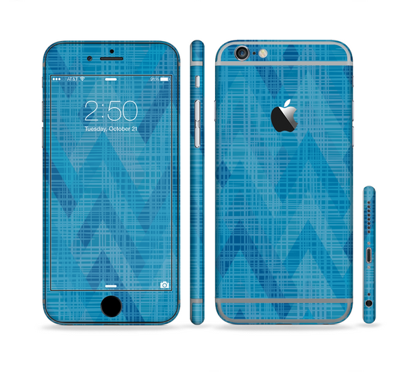 The Woven Blue Sharp Chevron Pattern V3 Sectioned Skin Series for the Apple iPhone 6