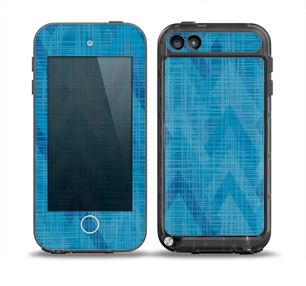 The Woven Blue Sharp Chevron Pattern V3 Skin for the iPod Touch 5th Generation frē LifeProof Case