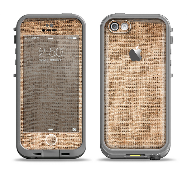 The Woven Fabric Over Aged Wood Apple iPhone 5c LifeProof Fre Case Skin Set