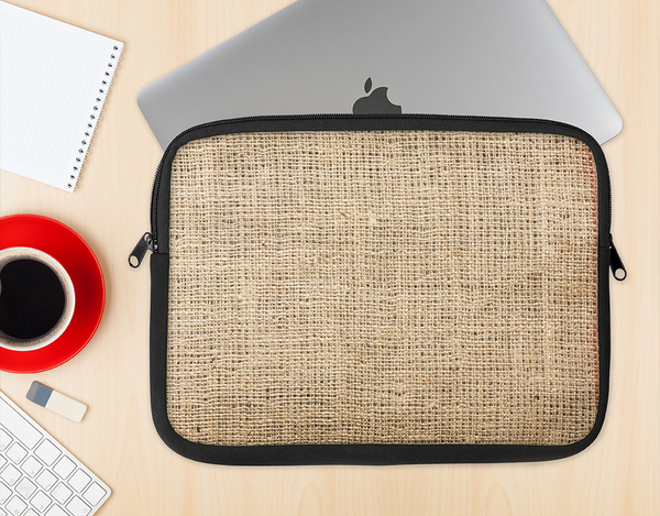 The Woven Fabric Over Aged Wood Ink-Fuzed NeoPrene MacBook Laptop Sleeve
