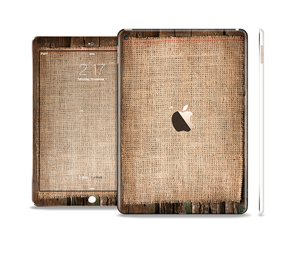 The Woven Fabric Over Aged Wood Skin Set for the Apple iPad Air 2