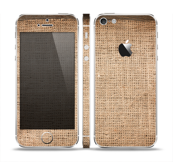 The Woven Fabric Over Aged Wood Skin Set for the Apple iPhone 5