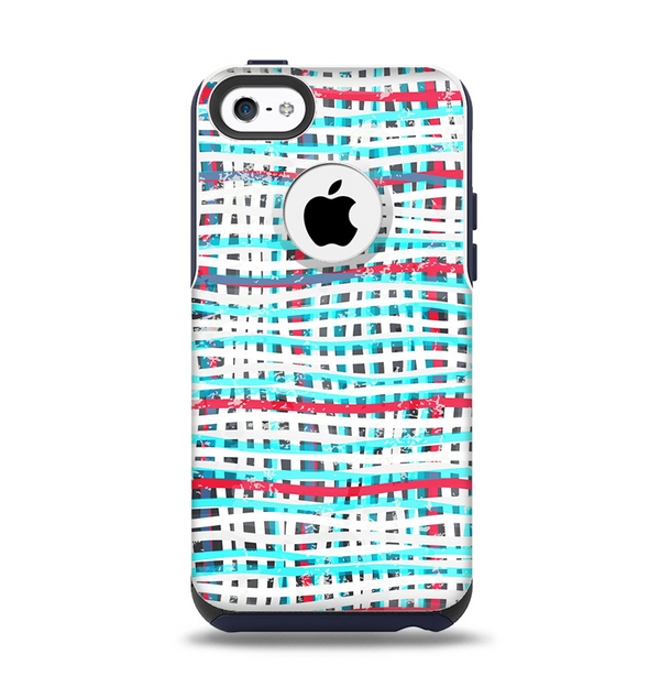 The Woven Trendy Green & Coral Apple iPhone 5c Otterbox Commuter Case Skin Set