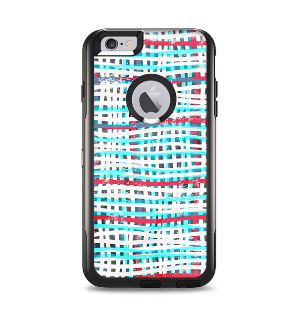 The Woven Trendy Green & Coral Apple iPhone 6 Plus Otterbox Commuter Case Skin Set