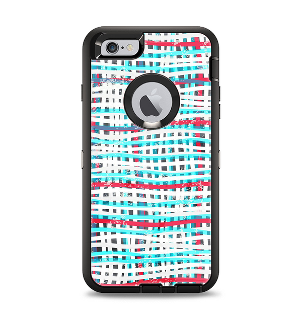 The Woven Trendy Green & Coral Apple iPhone 6 Plus Otterbox Defender Case Skin Set