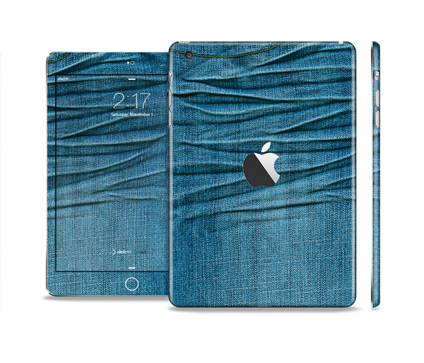 The Wrinkled Jean texture Full Body Skin Set for the Apple iPad Mini 2