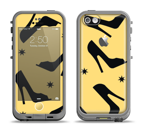 The Yellow & Black High-Heel Pattern V12 Apple iPhone 5c LifeProof Fre Case Skin Set