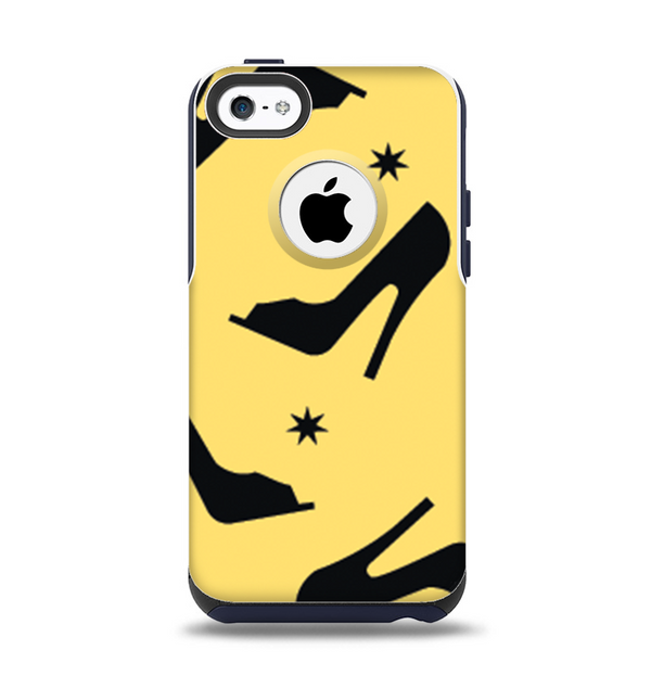 The Yellow & Black High-Heel Pattern V12 Apple iPhone 5c Otterbox Commuter Case Skin Set