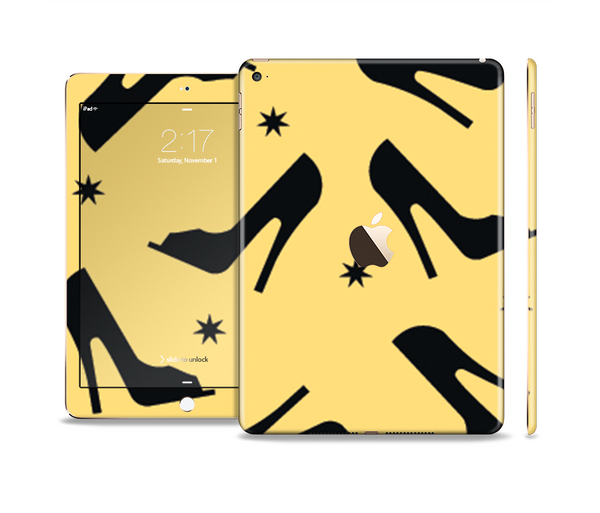 The Yellow & Black High-Heel Pattern V12 Skin Set for the Apple iPad Air 2