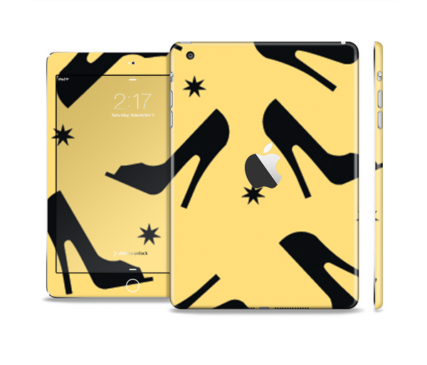 The Yellow & Black High-Heel Pattern V12 Full Body Skin Set for the Apple iPad Mini 2