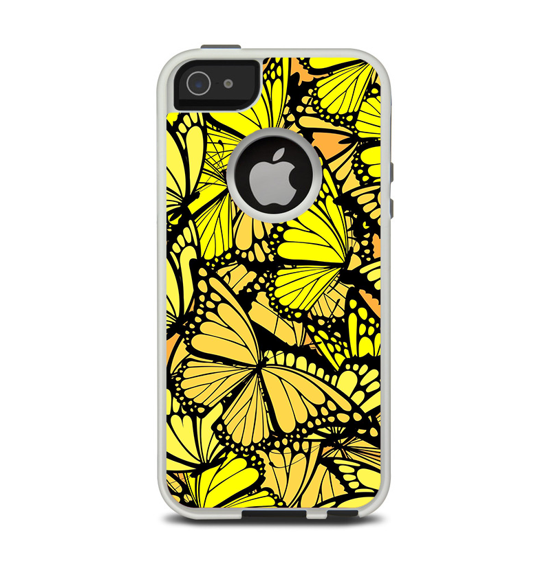 The Yellow Butterfly Bundle Apple iPhone 5-5s Otterbox Commuter Case Skin Set