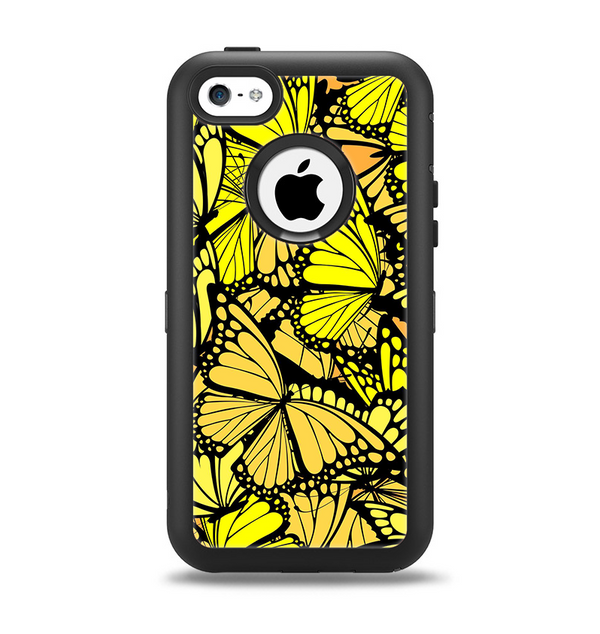 The Yellow Butterfly Bundle Apple iPhone 5c Otterbox Defender Case Skin Set