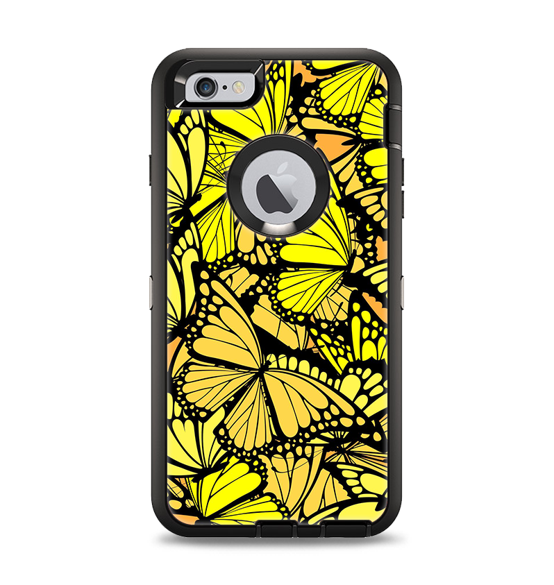The Yellow Butterfly Bundle Apple iPhone 6 Plus Otterbox Defender Case Skin Set