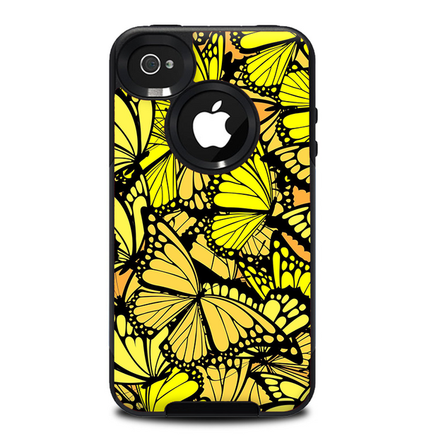 The Yellow Butterfly Bundle Skin for the iPhone 4-4s OtterBox Commuter Case