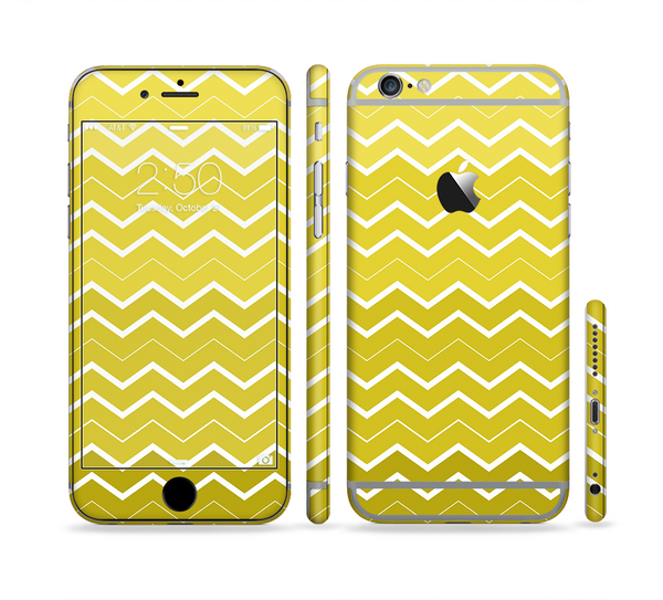 The Yellow Gradient Layered Chevron Sectioned Skin Series for the Apple iPhone 6