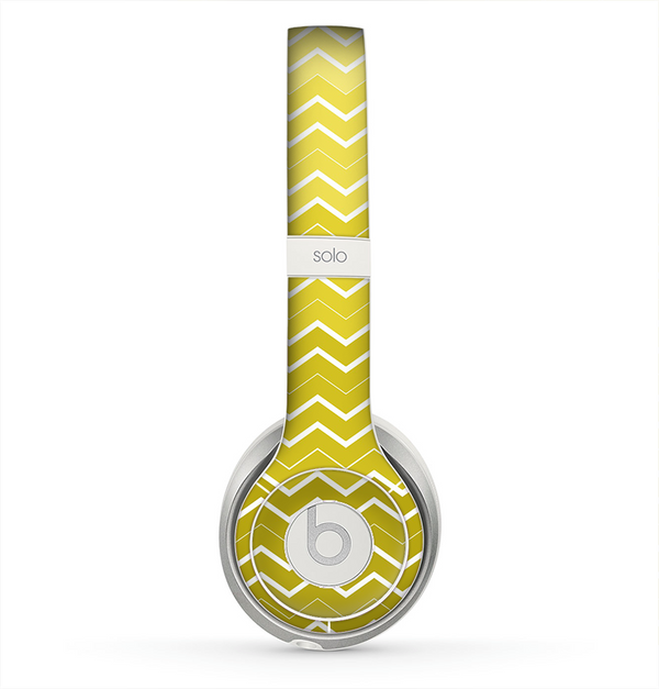 The Yellow Gradient Layered Chevron Skin for the Beats by Dre Solo 2 Headphones