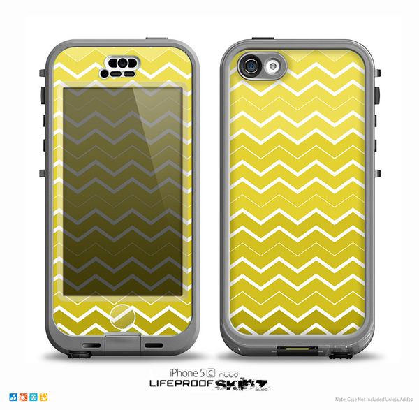 The Yellow Gradient Layered Chevron Skin for the iPhone 5c nüüd LifeProof Case