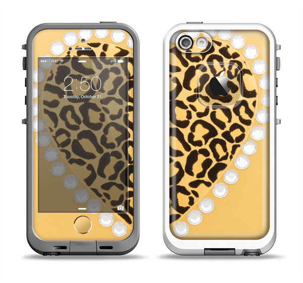 The Yellow Heart Shaped Leopard Apple iPhone 5-5s LifeProof Fre Case Skin Set