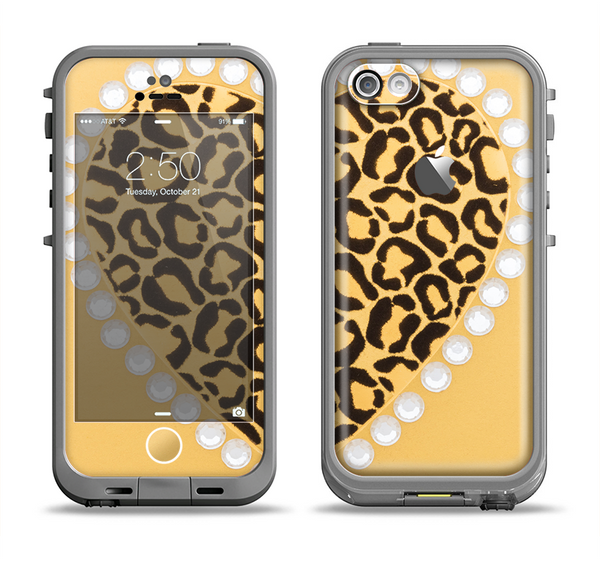 The Yellow Heart Shaped Leopard Apple iPhone 5c LifeProof Fre Case Skin Set