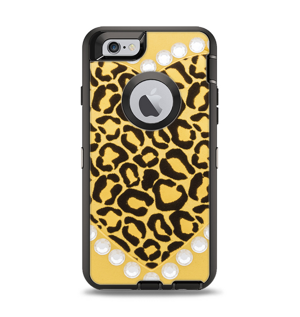 The Yellow Heart Shaped Leopard Apple iPhone 6 Otterbox Defender Case Skin Set