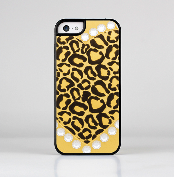 The Yellow Heart Shaped Leopard Skin-Sert Case for the Apple iPhone 5c