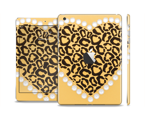 The Yellow Heart Shaped Leopard Full Body Skin Set for the Apple iPad Mini 2