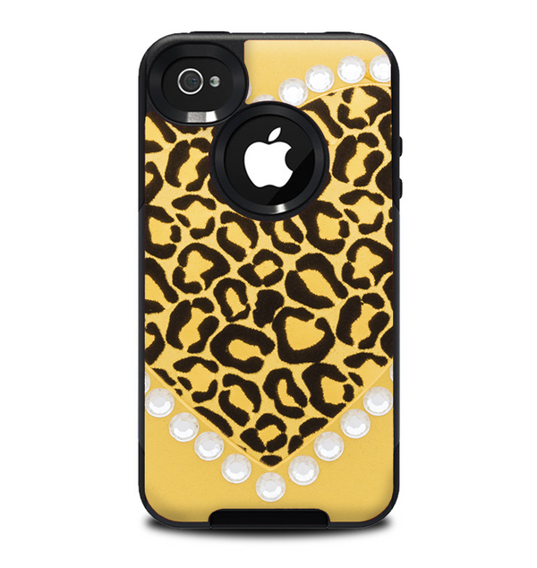 The Yellow Heart Shaped Leopard Skin for the iPhone 4-4s OtterBox Commuter Case
