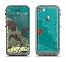 The Yellow Lace and Flower on Teal Apple iPhone 5c LifeProof Fre Case Skin Set