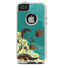 The Yellow Lace and Flower on Teal Skin For The iPhone 5-5s Otterbox Commuter Case