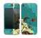The Yellow Lace and Flower on Teal Skin for the Apple iPhone 4-4s