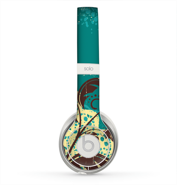 The Yellow Lace and Flower on Teal Skin for the Beats by Dre Solo 2 Headphones