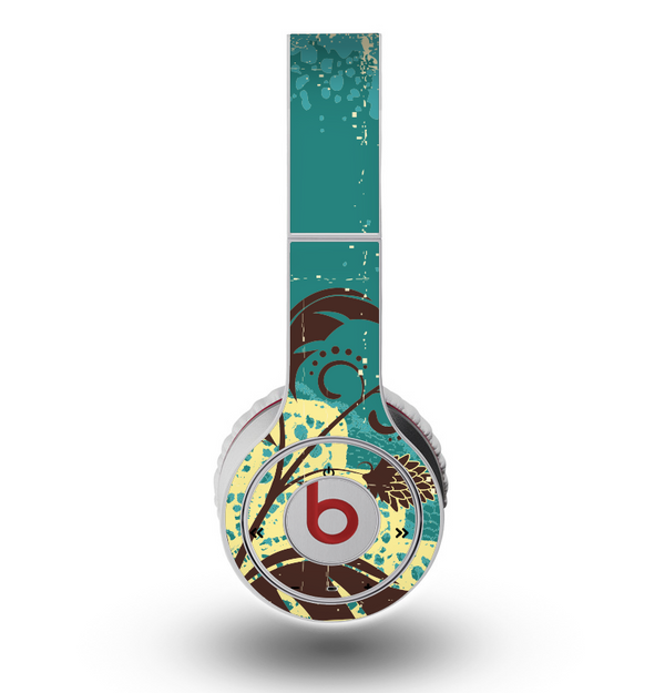 The Yellow Lace and Flower on Teal Skin for the Original Beats by Dre Wireless Headphones