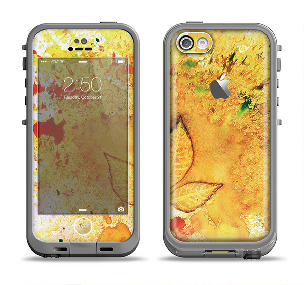 The Yellow Leaf-Imprinted Paint Splatter Apple iPhone 5c LifeProof Fre Case Skin Set