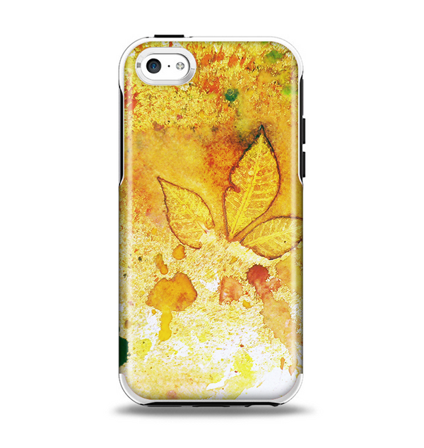 The Yellow Leaf-Imprinted Paint Splatter Apple iPhone 5c Otterbox Symmetry Case Skin Set