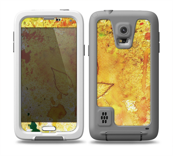 The Yellow Leaf-Imprinted Paint Splatter Skin for the Samsung Galaxy S5 frē LifeProof Case