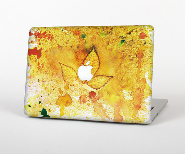 The Yellow Leaf-Imprinted Paint Splatter Skin Set for the Apple MacBook Air 11"