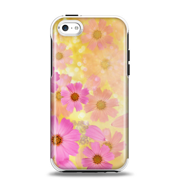 The Yellow & Pink Flowerland Apple iPhone 5c Otterbox Symmetry Case Skin Set