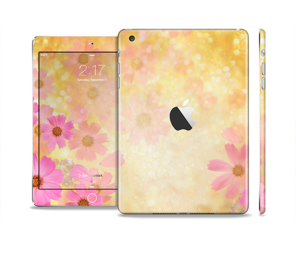 The Yellow & Pink Flowerland Full Body Skin Set for the Apple iPad Mini 2