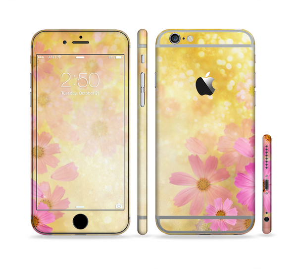 The Yellow & Pink Flowerland Sectioned Skin Series for the Apple iPhone 6 Plus