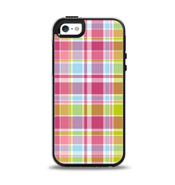 The Yellow & Pink Plaid Apple iPhone 5-5s Otterbox Symmetry Case Skin Set