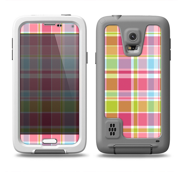 The Yellow & Pink Plaid Samsung Galaxy S5 LifeProof Fre Case Skin Set