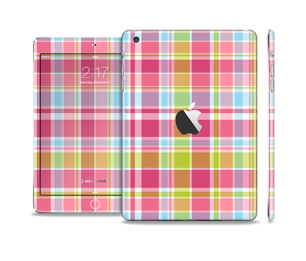 The Yellow & Pink Plaid Full Body Skin Set for the Apple iPad Mini 2