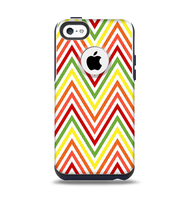The Yellow & Red Vintage Chevron Pattern Apple iPhone 5c Otterbox Commuter Case Skin Set